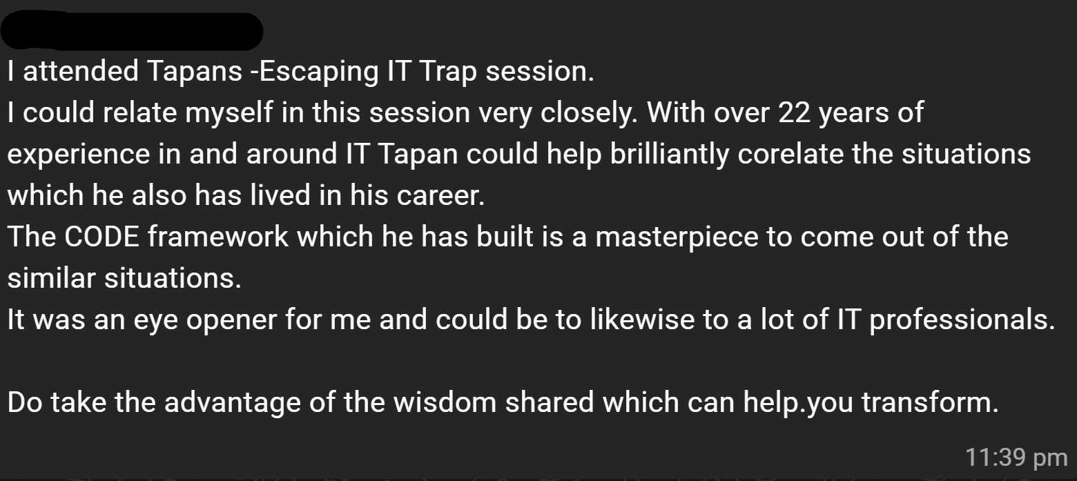 Feedback from IT Leader