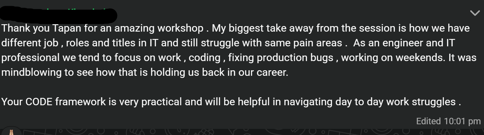 Feedback from IT Leader