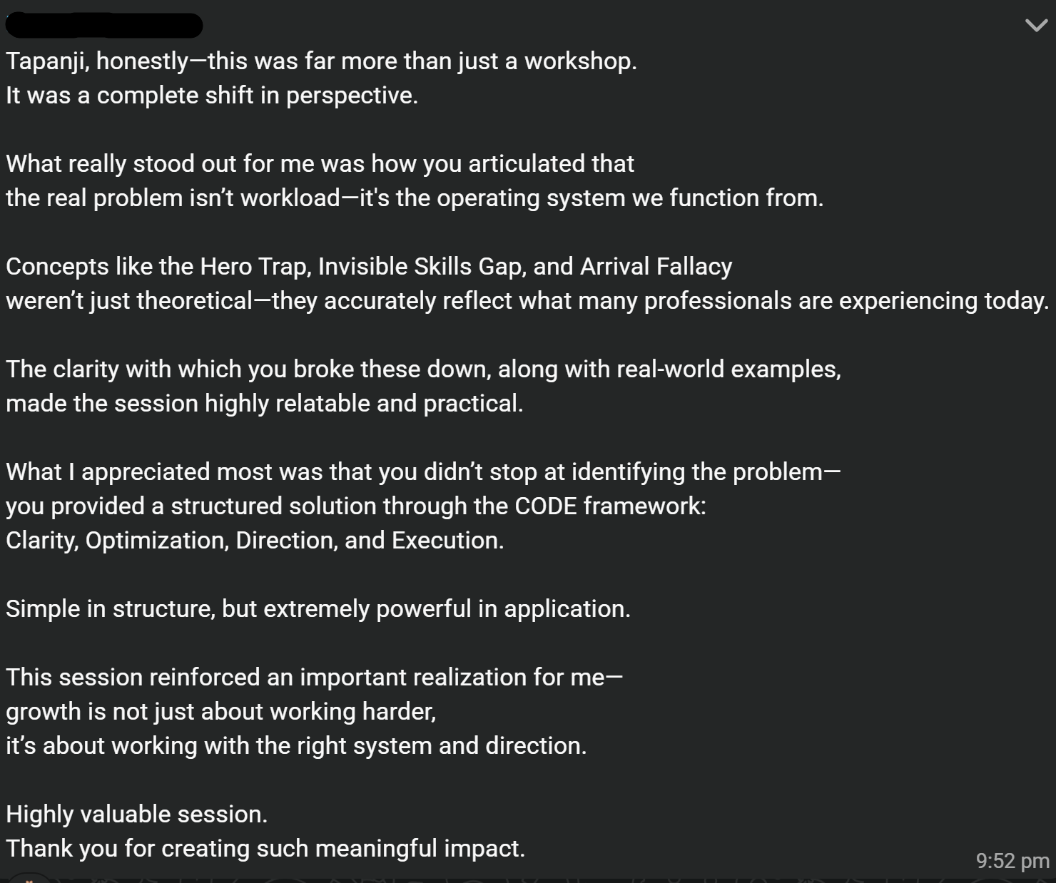 Feedback from IT Leader